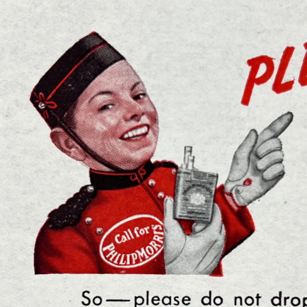 1940s Philip Morris Vintage Advertising 6" Card Hotel Fire Safety Cigarette - Picture 5 of 11